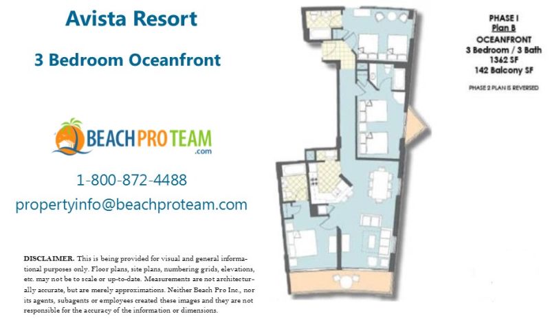 Avista Resort Floor Plan B - 3 Bedroom Oceanfront